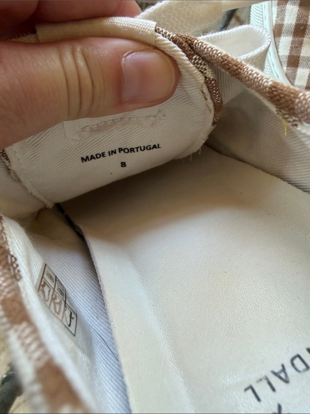 Loeffler Randall Brown Cream Gingham Sneakers - Picture 3 of 4
